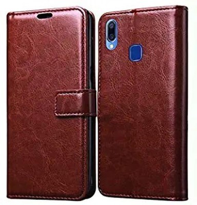 Takshiv Deal Flip Cover for Vivo Y91 Y93 Y95(Brown, Dual Protection, Pack of: 1)