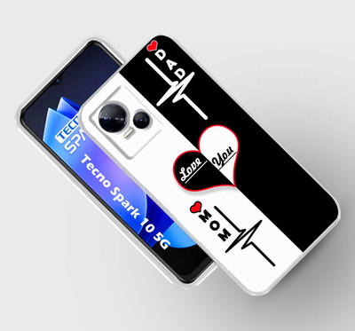 Cravation Back Cover for Tecno Spark 10 5G(Black, White, Silicon, Pack of: 1)