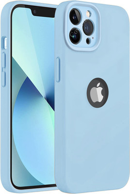 MobiLooks Back Cover for Apple iPhone 14 Pro Max, Original Liquid Silicone inner Velvet Cloth Logo View Case(Blue, Camera Bump Protector, Silicon, Pack of: 1)