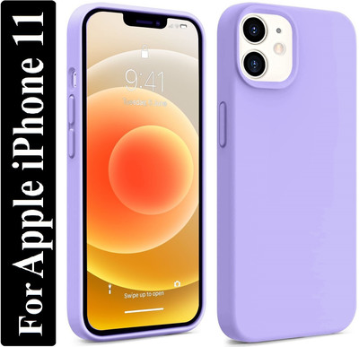 Coverskart Liquid Silicone Back Cover for Apple iPhone 11, Logo Embossed Shock Proof Microfiber Case(Purple, Camera Bump Protector, Silicon, Pack of: 1)