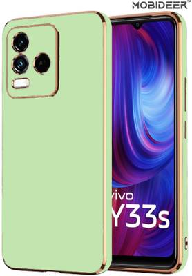 MOBIDEER Back Cover for Vivo Y33T, Golden Line, Premium Soft Chrome Case | Silicon Gold Border