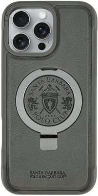 Santa Barbara Back Cover for Premium SB Polo Primo Leather iPhone Case with Metal Stand for iPhone16 Pro(Grey, Camera Bump Protector, Pack of: 1)
