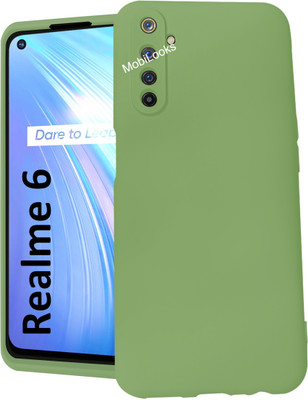 MobiLooks Back Cover for Realme 6, Liquid Silicone Case inner Microfiber Cloth(Green, Camera Bump Protector, Silicon, Pack of: 1)