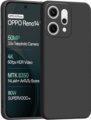 CaseWEB Back Cover for OPPO Reno14 5G(Black, Matte Finish, Silicon, Pack of: 1)