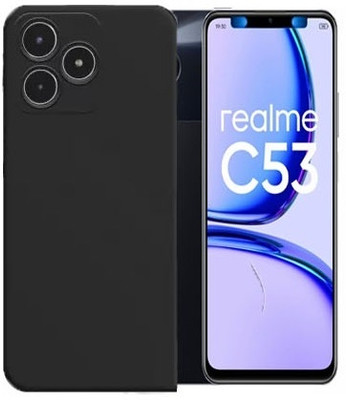 S-Softline Back Cover for Realme C53, inner Soft Microfiber Cloth Cushion Lining Gloss Finish Silicon Candy Case(Black, Silicon, Pack of: 1)