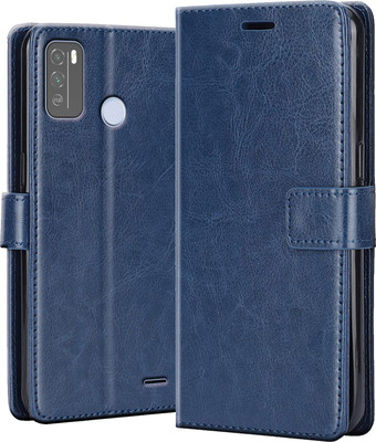 Driden Back Cover for Micromax In 1B - Inbuilt Stand & Card Pockets | Hand Stitched | Wallet Flip Case(Blue, Camera Bump Protector, Pack of: 1)