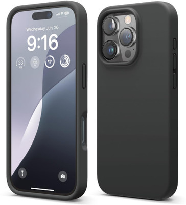 NECESORIES Back Cover for Apple Iphone 16 Pro Max(Black, Shock Proof, Silicon, Pack of: 1)