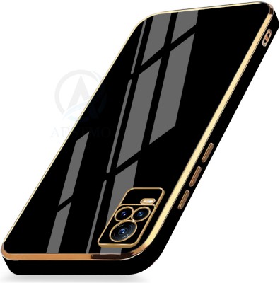 AESTMO Back Cover for Vivo Y73 | Golden Line | Premium Soft Chrome Case | Silicon Gold Border(Black, Gold, Dual Protection, Silicon, Pack of: 1)