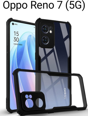 kartflesh Back Cover for Oppo Reno 7 (5G), Protective Design, Luxurious Look(Black, Transparent, Grip Case, Pack of: 1)