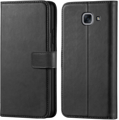 Innovex Back Cover for Samsung Galaxy J7 Max - Inbuilt Stand & Card Pockets | Hand Stitched | Wallet Flip Case(Black, Pack of: 1)