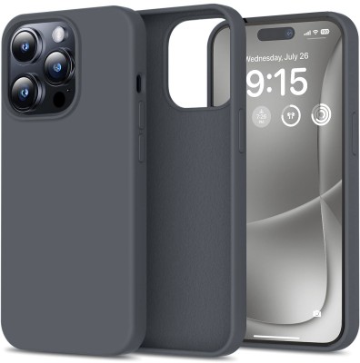 VONZEE Back Cover for iPhone 15 Pro Max 6.7-Inch, Silky-Soft Full-Body Protective Phone Case, Shockproof Cover(Grey, Shock Proof, Silicon, Pack of: 1)