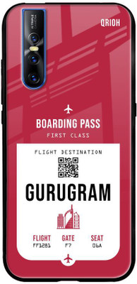 QRIOH Gurugram City Glass Back Cover for Vivo V15 Pro(Red, Grip Case, Pack of: 1)
