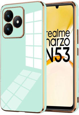 VAPRIF Back Cover for Realme Narzo N53, Golden Line, Premium Soft Chrome Case | Silicon Gold Border(Green, Shock Proof, Silicon, Pack of: 1)