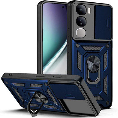 AIBEX Back Cover for Vivo Y300 5G|D10 Tough Armor|Sliding Camera Shield|Ring Holder|Kickstand(Blue, Rugged Armor, Pack of: 1)