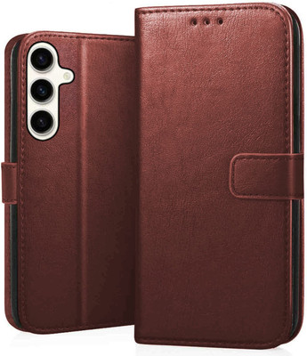 Raghv hub Back Cover for Flip Cover for Samsung Galaxy S24 FE 5G | Premium Leather Wallet Case with Card Holder(Brown, Flexible, Pack of: 1)