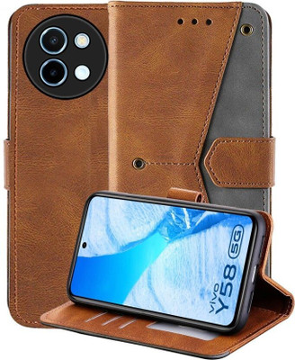 Aleppo Back Cover for Vivo Y58 5G, Vivo T3x 5G, Vivo Y38 5G(Brown, Cases with Holder, Pack of: 1)