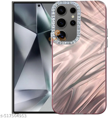 FIXTOTEL Back Cover for Samsung Galaxy S25 Ultra 5G, Samsung S25 Ultra 5G, Water Ripple Design with Diamond Lens Frame(Pink, Camera Bump Protector, Pack of: 1)