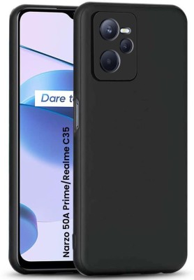 WOW Imagine Back Cover for Realme C35 | Realme Narzo 50A Prime Ultra Slim Soft Back Cover | Inner Velvet Fabric(Black, Grip Case, Silicon, Pack of: 1)