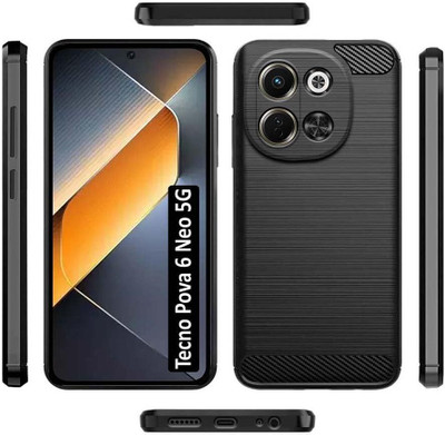 COVERBLACK Back Cover for Tecno KL8 / Pova 6 Neo 5G |Soft Micro fiber Coating |Flexible Armor Hybrid Case(Black, Grip Case, Silicon, Pack of: 1)