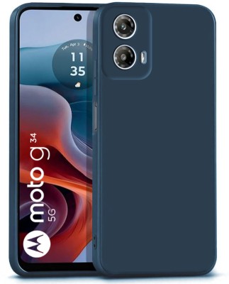 WOW Imagine Back Cover for MOTOROLA G34 5G, Motorola Moto G34 5G, Soft | Inner Velvet Fabric Lining | Flexible Case(Blue, Camera Bump Protector, Silicon, Pack of: 1)
