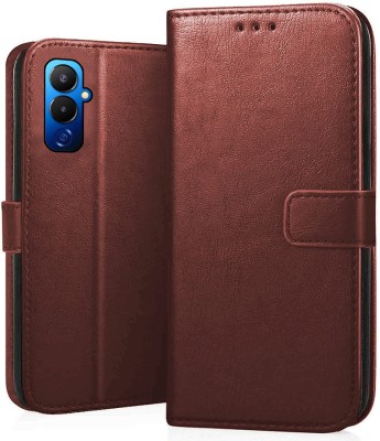 MobileMantra Flip Cover for Tecno Pova 4 | Leather Finish | Inside TPU with Card Pockets | Back Cover |(Brown, Shock Proof, Pack of: 1)