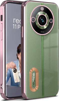 Systek Back Cover for Realme 11 Pro, Realme 11 Pro Plus, Electroplating, Logo View, Flexible, Rose Gold(Gold, Transparent, Camera Bump Protector, Pack of: 1)