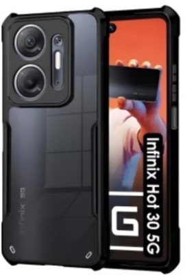 ALONZO Back Cover for Infinix Hot 30 5G, Transparent Hybrid Hard PC Back TPU Bumper(Black, Transparent, Pack of: 1)