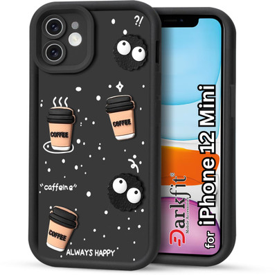 DARKFIT Back Cover for Apple iPhone 12 Mini, 3D Coffee Design Case(Black, 3D Case, Silicon, Pack of: 1)