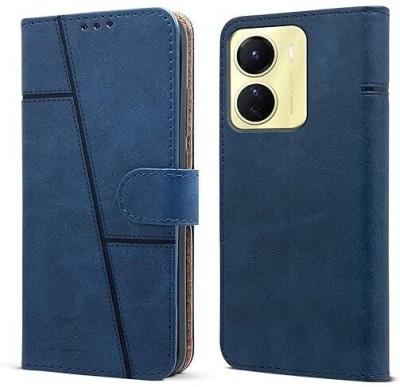 BITON Back Cover for Vivo_Y16_Blue Flip Cover | PU Leather(Blue, Hard Case, Pack of: 1)