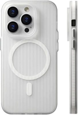 FIEUSCHE Back Cover for Iphone 14 Pro Max Corrugated Pattern Non-slip Hard Magnetic Wireless Charge Case(White)