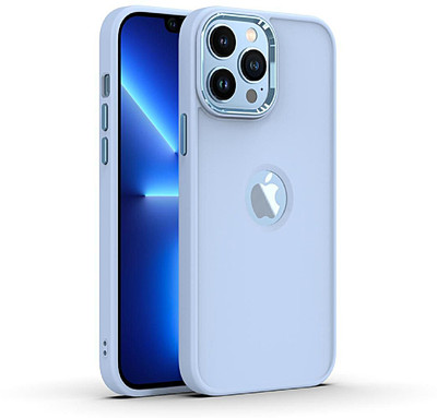 Coverskart Premium Silicone Back Cover for Apple iPhone 14 Pro Max, Liquid Silicone Metal Shiny Ring Camera Logo View Case(Blue, Dual Protection, Silicon, Pack of: 1)