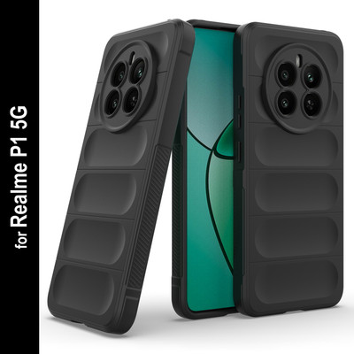 Zapcase Back Cover for Realme P1 5G(Black, 3D Case, Silicon, Pack of: 1)