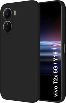 AIZLO Back Cover for vivo T2x 5G, vivo Y16(Black, Camera Bump Protector, Silicon, Pack of: 1)