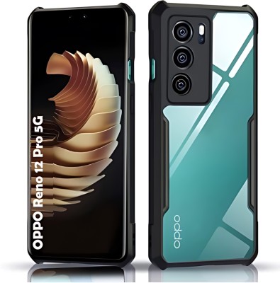 Sarju Bumper Case for OPPO Reno 12 Pro 5G, back case cover(Black, Transparent, Shock Proof, Pack of: 1)