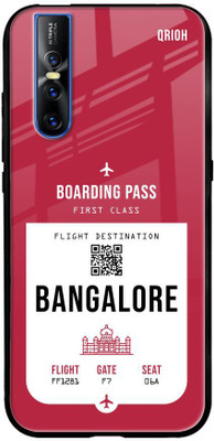 QRIOH Bangalore City Glass Back Cover for Vivo V15 Pro(Red, Grip Case, Pack of: 1)