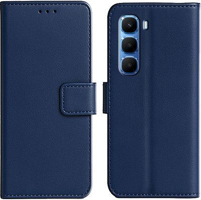 Ascensify Back Cover for Infinix Hot 60 5G Premium PU Leather Flip Cover with Card Slots & Stand Feature(Blue, Dual Protection, Pack of: 1)