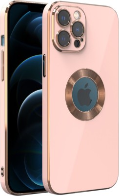 Bonqo Back Cover for APPLE iPhone 12 Pro Max(Pink, Gold, Camera Bump Protector, Silicon, Pack of: 1)