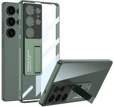 FlexArmor Back Cover for Samsung Galaxy S25 Ultra Leather Flip Case Kickstand, Card Slot & Magnetic Hard PC Cover(Green, Stand, Pack of: 1)