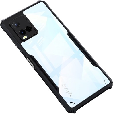 KING COVERS Back Cover for VIVO-Y33S (Crystal Glass Back | Camera Protection | Shockproof Bumpers )(Black, Grip Case, Pack of: 1)