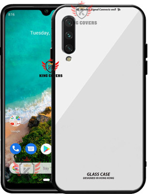 KING COVERS Back Cover for XIAOMI REDMI-A3, Luxurious 9H Toughened Glass Back Case Shockproof TPU Bumper(White, Dual Protection, Pack of: 1)