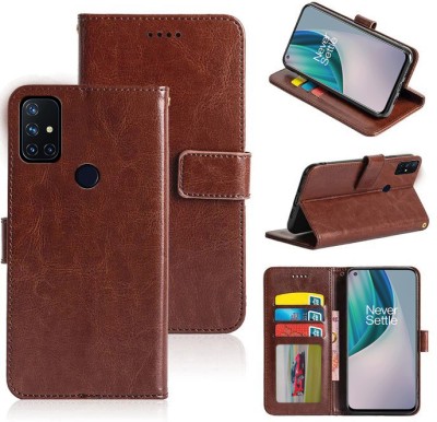 BOZTI Flip Cover for OnePlus Nord N10(Brown, Grip Case, Pack of: 1)