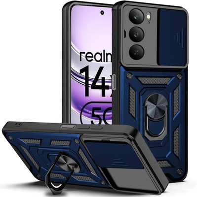 AIBEX Back Cover for Realme Narzo 80X 5G / Realme P3X 5G / Realme 14X 5G|D10 Tough Armor|Sliding Camera Shield(Blue, Rugged Armor, Pack of: 1)
