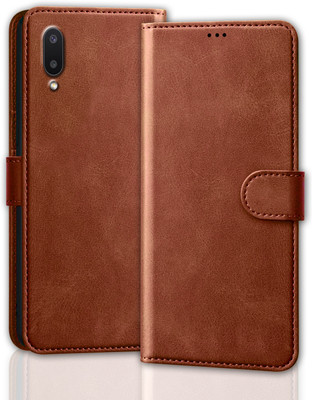 Qyist Back Cover for Samsung Galaxy M02 Back Cover Case with Magnatic Closure | Inbuilt Stand(Brown, Dual Protection, Pack of: 1)