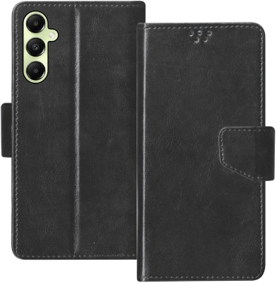 THE JUMP START STORE Back Cover for Samsung A25(5g) Vegan Leather Protective Shockproof Bumper Flip Wallet Diary Cover Case(Black, Dual Protection, Pack of: 1)
