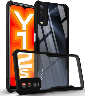 BOZTI Back Cover for Vivo Y12S 2021(Transparent, Black, Grip Case, Pack of: 1)