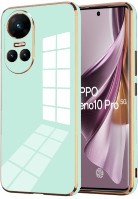 VAPRIF Back Cover for OPPO Reno10 Pro 5G, Golden Line, Premium Soft Chrome Case | Silicon Gold Border(Green, Shock Proof, Silicon, Pack of: 1)