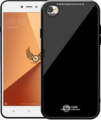 Kreatick Back Cover for Mi Redmi Y1 Lite, Luxurious 9H Toughened Glass Back Case Shockproof TPU Bumper(Black, Dual Protection, Pack of: 1)