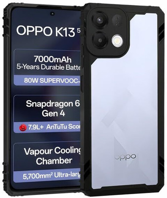 AIBEX Back Cover for Oppo K13 5G |Transparent Case | 360° Protection | Non-Yellowing PC + TPU(Black, Rugged Armor, Pack of: 1)