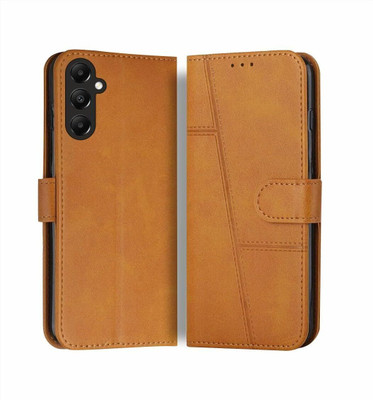 FABEKEE Back Cover for Samsung Galaxy A36 5G Flip Cover Mango Card Pockets Wallet & Stand Flip Cover(Yellow, Pack of: 1)