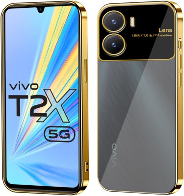 TKTHUB Back Cover for Vivo Y56 5G/T2X 5G Camera & Lens Guard Protection Soft Clear Case Ultra Thin(Gold, Shock Proof, Silicon, Pack of: 1)